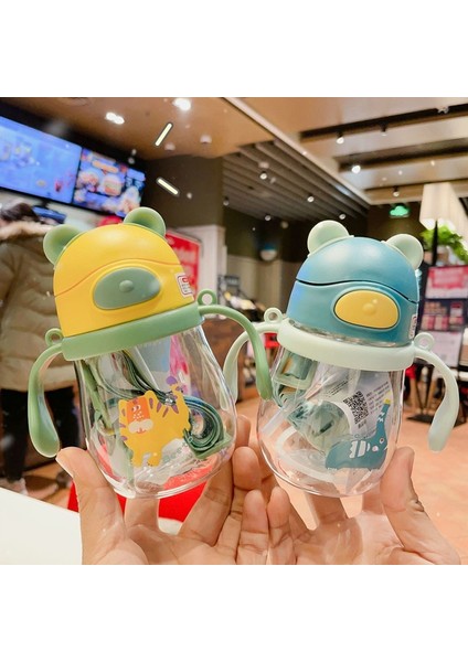 3c 301-400 ml Sevimli Bebek Sippy Su Bardakları Çocuk Kolu Beslemeyi Öğrenmek Içme Suyu Şişesi Anti-Boğulma Yerçekimi Topu ile Çocuklar Eğitim Pipetli Bardak (Yurt Dışından)