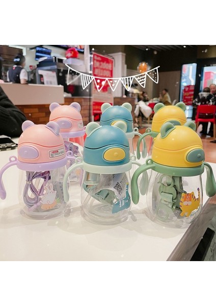 3c 301-400 ml Sevimli Bebek Sippy Su Bardakları Çocuk Kolu Beslemeyi Öğrenmek Içme Suyu Şişesi Anti-Boğulma Yerçekimi Topu ile Çocuklar Eğitim Pipetli Bardak (Yurt Dışından)