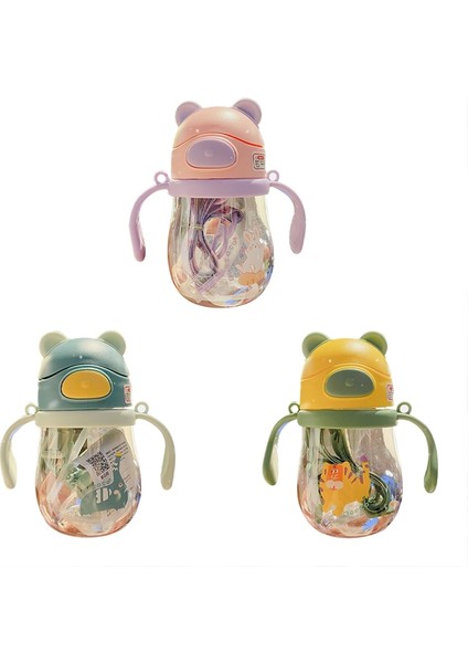3c 301-400 ml Sevimli Bebek Sippy Su Bardakları Çocuk Kolu Beslemeyi Öğrenmek Içme Suyu Şişesi Anti-Boğulma Yerçekimi Topu ile Çocuklar Eğitim Pipetli Bardak (Yurt Dışından)