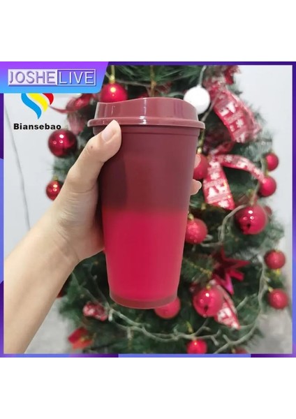 05 16OZ Isı Rengi Değişen Kahve Fincanları Gıda Sınıfı Plastik Su Bardakları Renkli Kapaklı Içecek Sıcaklığa Duyarlı Içecek Kupa (Yurt Dışından)