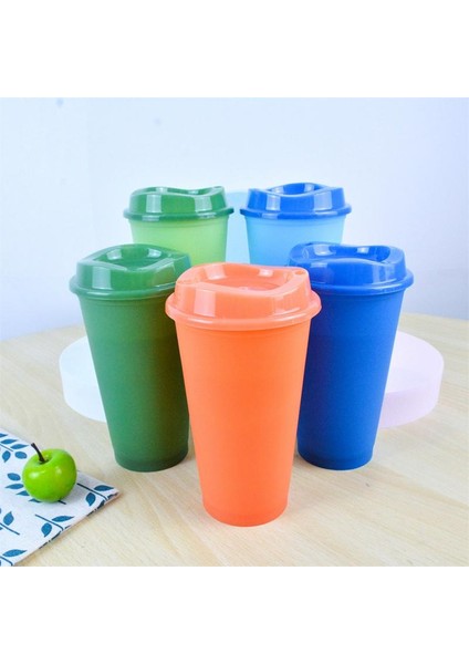 05 16OZ Isı Rengi Değişen Kahve Fincanları Gıda Sınıfı Plastik Su Bardakları Renkli Kapaklı Içecek Sıcaklığa Duyarlı Içecek Kupa (Yurt Dışından)