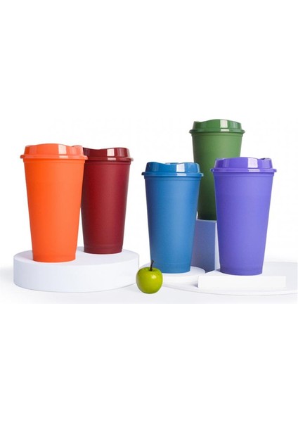 05 16OZ Isı Rengi Değişen Kahve Fincanları Gıda Sınıfı Plastik Su Bardakları Renkli Kapaklı Içecek Sıcaklığa Duyarlı Içecek Kupa (Yurt Dışından)