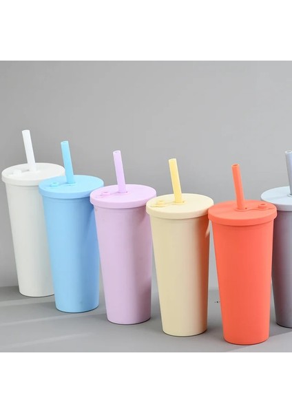 J 700 ml 700 ml Sıska Bardak Plastik Bardak Süt Çay Bardağı Soğuk Içecek Kupa Çift Katmanlı Saman Bardak Kabarcık Çay Inciler Smoothie Boba Bardak 24 Oz (Yurt Dışından)