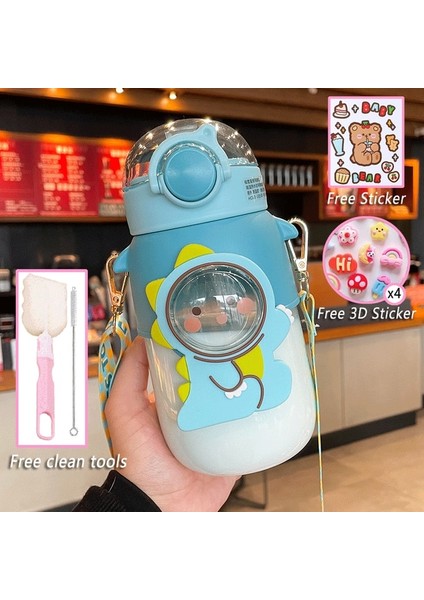 Renk 11 720ML Çocuklar Için Su Şişesi 700ML Sevimli Çıkartmalar Samanla Sıcaklık Kawaii Plastik Bardak Taşınabilir Öğrenci Okul Şişesi Kız Erkek (Yurt Dışından)