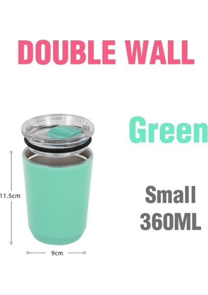 Yeşil Küçük Paslanmaz Çelik Su Kapaklı Bardak 360 ml Içme Deliği Isıya Dayanıklı Kahve Kupa Ev Kullanımı Için Isı Yok Seyahat Açık Hediyeler (Yurt Dışından)