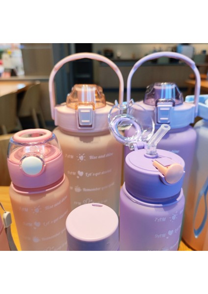 Mor 2000ML-900ML-280ML Büyük Kapasiteli Su Şişesi 3 Adet/takım Zaman Işaretleyici Şişe ile Spor Su Şişesi Açık Seyahat Spor Sürahi Yürüyüş Kamp Kupası (Yurt Dışından) indirimleri