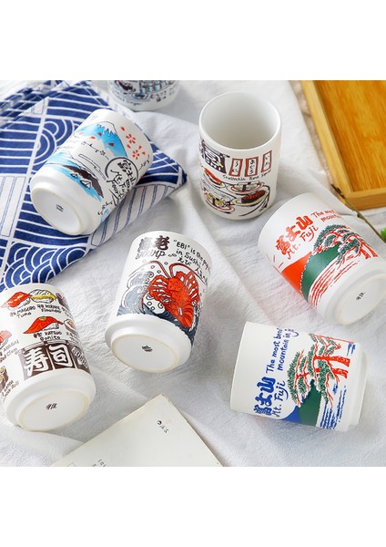 Japon Yemeği 300 ml Japon Gösterim Seramik Kupalar 300 ml Çay Şarap Suşi Sake Fincan Komik Aile Restoran Dekorasyon Arkadaşlar Için Seyahat Hediye (Yurt Dışından)
