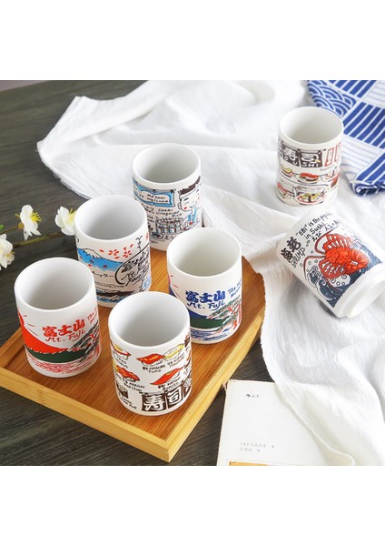 Japon Yemeği 300 ml Japon Gösterim Seramik Kupalar 300 ml Çay Şarap Suşi Sake Fincan Komik Aile Restoran Dekorasyon Arkadaşlar Için Seyahat Hediye (Yurt Dışından) fırsatları
