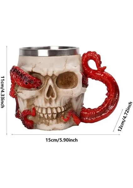 Ahtapot Bira Kupası Kafatası Bardak Içme Tankard Kahve Reçine Bira Stein Kupa Çay Bardağı Parodi Cadılar Bayramı Bar Drinkware Hediye (Yurt Dışından)