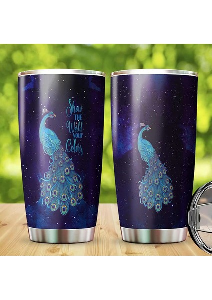 Kadınlar Için Stil 4 Tavuskuşu Hediyeleri Paslanmaz Çelik Yalıtımlı Bardak Kapaklı 20OZ -Seyahat Kahve Kupaları - Kadınlar Için Doğum Günü Yılbaşı Hediyeleri (Yurt Dışından) fırsatları