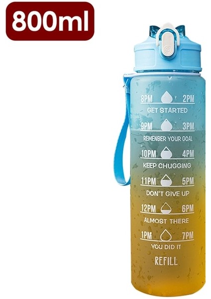 E Stil-Mavi 0.8l 2 Litre Spor Su Şişesi Samanlı Erkek Kadın Spor Su Şişeleri Açık Soğuk Su Bottlesc Zaman Işaretleyicili Drinkware (Yurt Dışından)