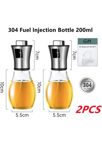 304 Meme 200ML 2 Adet 2 Adet/takım 304 Paslanmaz Çelik Yakıt Püskürtme Şişesi Sızdırmaz Baharat Şişesi Mutfak Sprey Kutusu Ev Cam Barbekü Sprey Şişesi (Yurt Dışından)