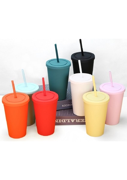 16OZ 16OZ Mat Tumbler Akrilik Plastik Pastel Saman Kapaklı Bardak Çift Duvar Yalıtım Su Bardağı Bekarlığa Veda Partisi Hediye (Yurt Dışından) fiyatları