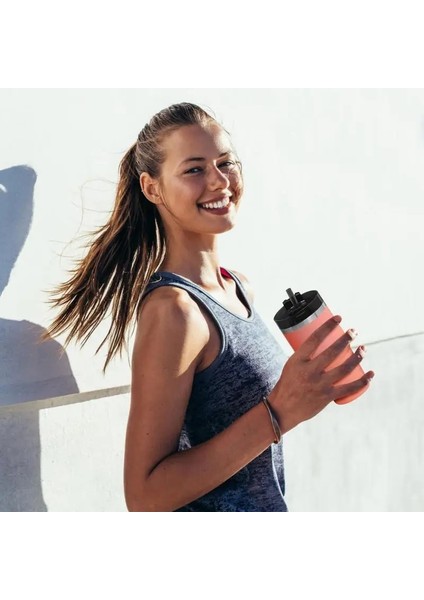 Siyah 600 ml Samanlı Su Şişesi Spor Su Şişesi Samanlı ve Kapaklı Paslanmaz Çelik Termal Bardak Çift Duvar Vakum Yalıtımlı (Yurt Dışından) modelleri