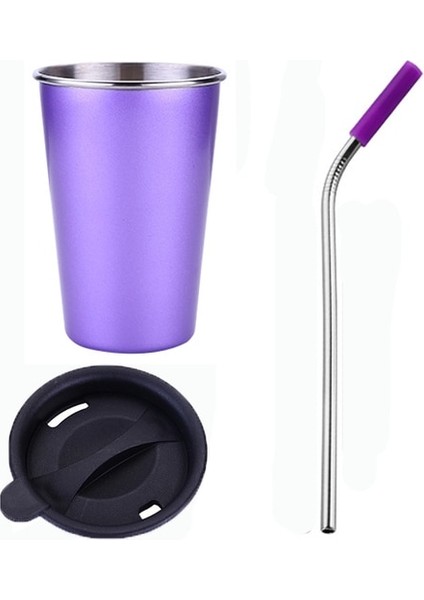 Mor Set 500 ml Paslanmaz Çelik Bira Bardak Ev Ofis Metal Su Içecekleri Kahve Tumbler Çay Süt Kupalar Mutfak Drinkware (Yurt Dışından)