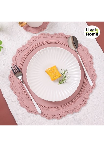 2 Adet Kahve 2 Adet 34 cm Silikon Servis Altlığı Yuvarlak Çiçek Sofra Takımı 2 Adet Pembe Mavi Kahvaltı Isı Yalıtım Altlığı Mutfak Masa Altlığı Toplu Masa Mat (Yurt Dışından)