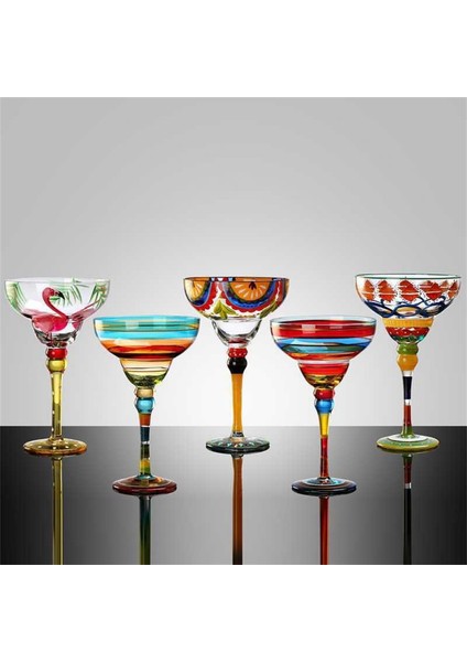 01 270 ml Yaratıcı Margarita Şarap Gözlük El Yapımı Renkli Kokteyl Bardağı Avrupa Kadeh Bardak Şampanya Bardağı Yaratıcı Şarap Gözlük Bar (Yurt Dışından)