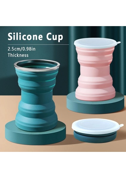 Gri 320ML Taşınabilir Silikon Katlanır Su Bardağı Açık Isıya Dayanıklı Katlanabilir Kapaklı Kupa Katlanabilir Seyahat Içecek Bardakları Kamp Için (Yurt Dışından)