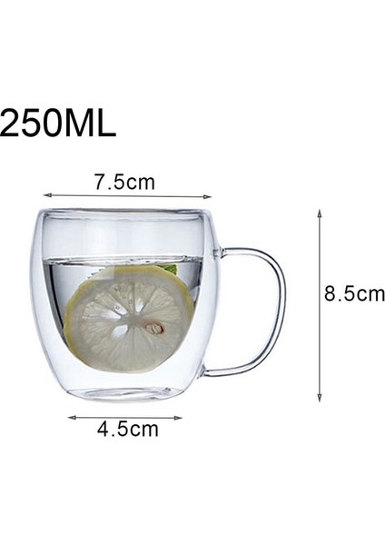 250ML Çift Duvarlı Cam Bardak Isıya Dayanıklı Çay Kahve Kulplu Kupa Taşınabilir Şeffaf Bira Kupası Viski Bardağı Bardak 150ML (Yurt Dışından)
