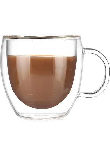 250ML Çift Duvarlı Cam Bardak Isıya Dayanıklı Çay Kahve Kulplu Kupa Taşınabilir Şeffaf Bira Kupası Viski Bardağı Bardak 150ML (Yurt Dışından)