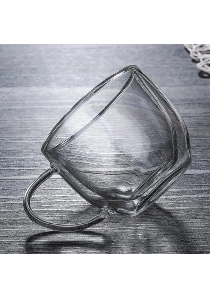 250ML Çift Duvarlı Cam Bardak Isıya Dayanıklı Çay Kahve Kulplu Kupa Taşınabilir Şeffaf Bira Kupası Viski Bardağı Bardak 150ML (Yurt Dışından)