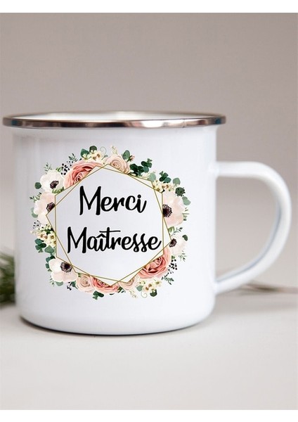 XH1727-A015WH-8 Fransız Çiçek Baskılı Emaye Kupalar Yaratıcı Kahve Kupa Süt Şarap Bira Içecek Meyve Suyu Fincanı Okul Ev Kolu Drinkware Öğretmen Hediyeler (Yurt Dışından)