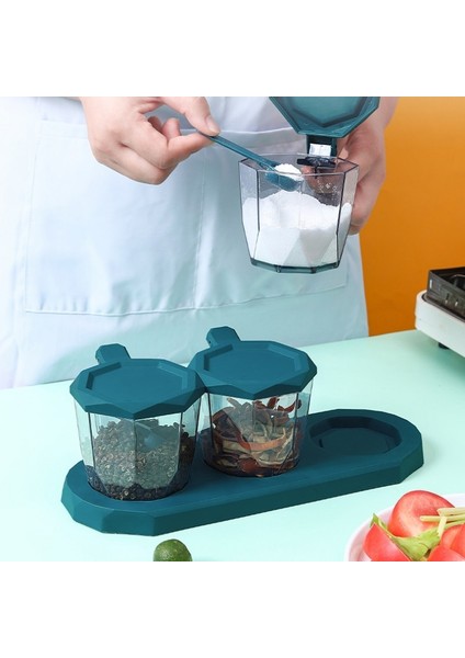 Green-2pc 2 Adet/3 Adet Baharat Kavanoz Seti Tuz Biber Çalkalayıcı Baharat Kavanoz Tuzluk Kaşık ile Şeffaf Mutfak Konteyner Saklama Kutusu (Yurt Dışından) fiyatları