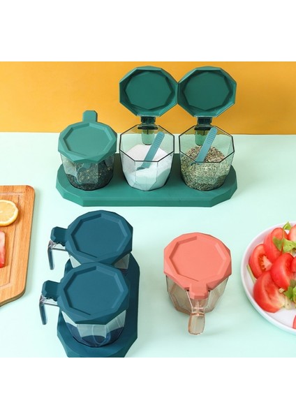 Green-2pc 2 Adet/3 Adet Baharat Kavanoz Seti Tuz Biber Çalkalayıcı Baharat Kavanoz Tuzluk Kaşık ile Şeffaf Mutfak Konteyner Saklama Kutusu (Yurt Dışından) modelleri
