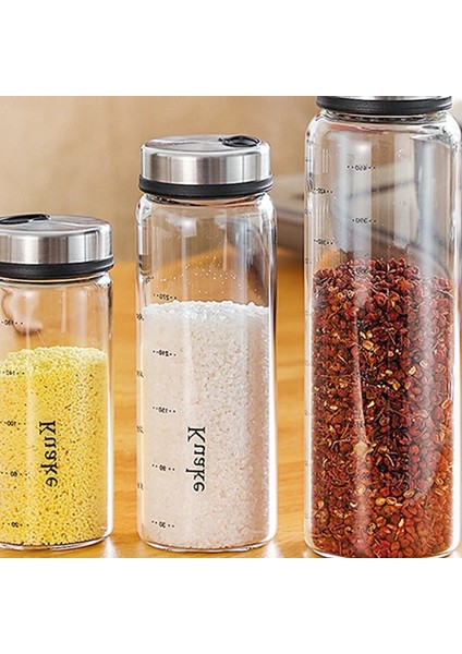 500ML Yomdıd Yüksek Borosilikat Cam Baharat Kutusu Biber Baharat Çalkalayıcı Mutfak Tuzu Susam Katı Çeşni Mühürlü Şişe Döner Kapaklı (Yurt Dışından)
