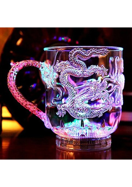 101-200 ml LED Flaş Sihirli Renk Değiştiren Ejderha Fincan Su Aktif Light-Up Bira Kahve Süt Çay Şarap Viski Bar Kupa Seyahat Hediyesi Taza 1 Adet (Yurt Dışından)