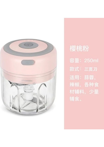 PINK-250ML Mutfak Eşyaları Elektrikli Mini Sarımsak Kıyıcı USB Kıyma Makinesi Sarımsak Ezici Makinesi Sağlam Dayanıklı Ezilmiş Zencefil Sebze Kırıcı (Yurt Dışından)