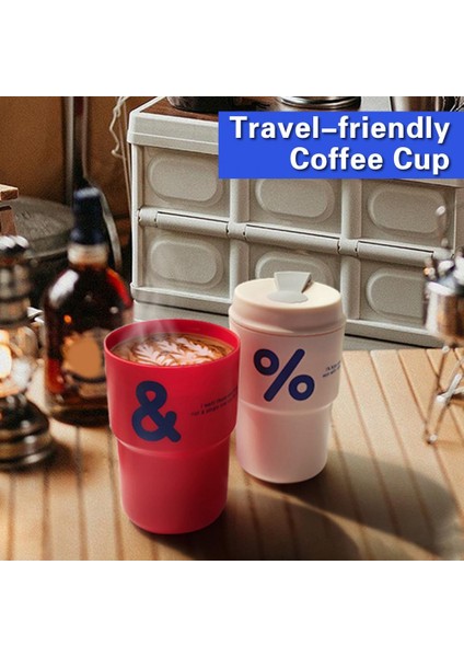 Beyaz 450 ml Yaratıcı Kahve Fincanı Mühürlü Kapaklı Gıda Sınıfı Pp Drinkware Taşınabilir Kullanışlı Kahve Kupa Seyahat Araba Su Bardağı Doğum Günü Hediyesi (Yurt Dışından)