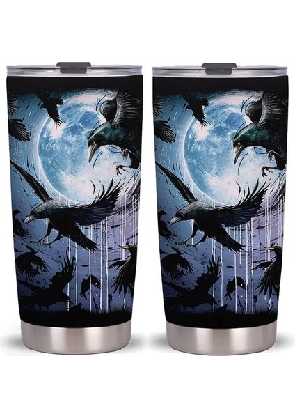Stil 3 Son Moon Paslanmaz Çelik Kapaklı Bardak, 20 Oz Vakum Yalıtımlı Kahve Bardağı, Kadın Erkek Genç Için Ay Gizli Kahve Kupa Hediye (Yurt Dışından)