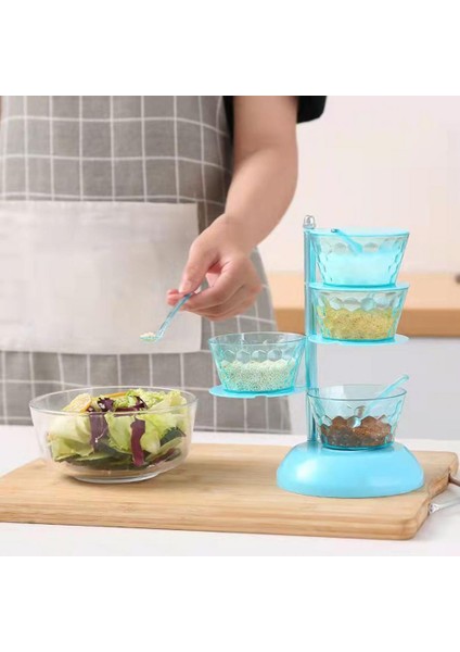 Sarı Dört Katmanlı Baharat Kutusu Çoklu Katmanlar Iyi Sızdırmazlık Şeker Tuz Kabı Büyük Kapasiteli Şeffaf Dönebilen Dikey Baharat Kavanoz (Yurt Dışından) fırsatları