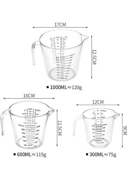 600ML Mutfak Terazisi Ölçüm Kabı 300/600/1000ML Yüksek Sıcaklığa Dayanıklı Mililitre Ölçüm Araçları Yumurta Çırpıcı Fincan Pişirme Malzemeleri (Yurt Dışından)