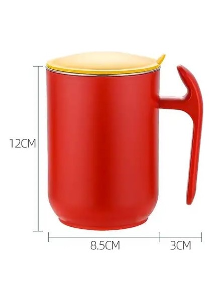 Kırmızı 500ML 500ML Termos Kahve Kupa Paslanmaz Çelik Kapaklı Kupa ve Saplı Çıkarılabilir Kahve Süt Bardak Okul Ofis Mat Çay Kupa Hediye (Yurt Dışından)