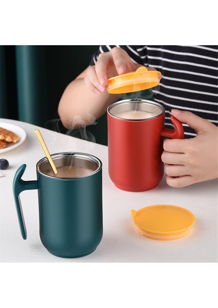 Kırmızı 500ML 500ML Termos Kahve Kupa Paslanmaz Çelik Kapaklı Kupa ve Saplı Çıkarılabilir Kahve Süt Bardak Okul Ofis Mat Çay Kupa Hediye (Yurt Dışından)