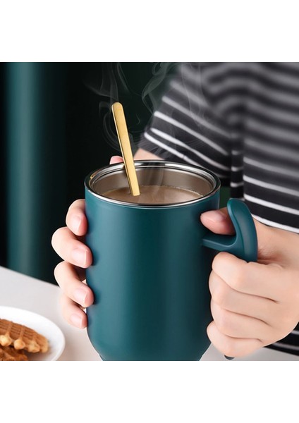 Kırmızı 500ML 500ML Termos Kahve Kupa Paslanmaz Çelik Kapaklı Kupa ve Saplı Çıkarılabilir Kahve Süt Bardak Okul Ofis Mat Çay Kupa Hediye (Yurt Dışından)