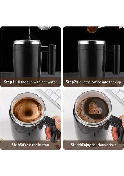 Siyah 380ML Kendini Karıştıran Kupa Kahve Fincanı USB Şarj Edilebilir Otomatik Manyetik Karıştırma Kupası 380ML Kendiliğinden Karıştırılan Paslanmaz Çelik Kahve Fincanı (Yurt Dışından) fırsatları