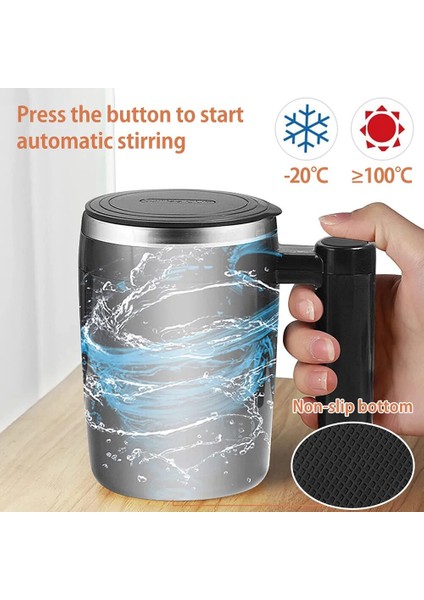 Siyah 380ML Kendini Karıştıran Kupa Kahve Fincanı USB Şarj Edilebilir Otomatik Manyetik Karıştırma Kupası 380ML Kendiliğinden Karıştırılan Paslanmaz Çelik Kahve Fincanı (Yurt Dışından) indirimleri