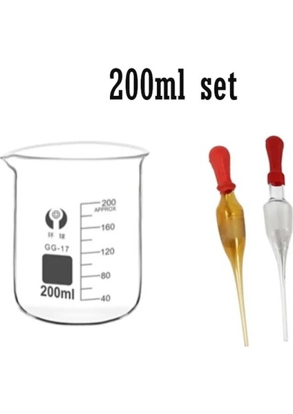 200ML Set 5ml - 100ML 150ML 200ML 250ML 300ML 400ML 500ML Borosilikat Cam Düşük Formlu Beher, Cam Damlalıklı Kimya Laboratuvarı Ağır Duvar (Yurt Dışından)