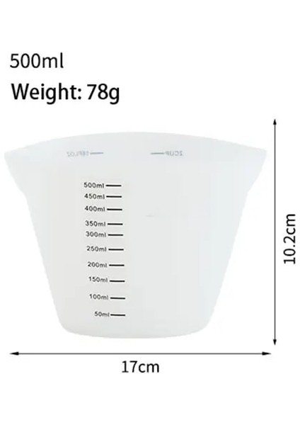1 Adet 500ML Silikon Ölçüm Kabı Şeffaf Ölçekli Gıda Sınıfı Dayanıklı Yapışmaz Dıy Kek Epoksi Reçine Takı Yapımı Mutfak Pişirme Araçları (Yurt Dışından)