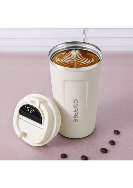 Kahve CUP001 500ML 510ML/380ML Sıcaklık Göstergesi Kahve Fincanı Paslanmaz Çelik Yalıtımlı Bardak Çok Fonksiyonlu Araba Bardağı Sızdırmaz Seyahat Su Bardağı (Yurt Dışından)