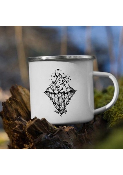 XH1022-A015WH-8 Dağ Bekliyor Baskı Emaye Kupa Yaratıcı Kamp Kahve Çay Su Süt Fincan Kupalar Kolu Drinkware Tatil Yürüyüş Hediye (Yurt Dışından)