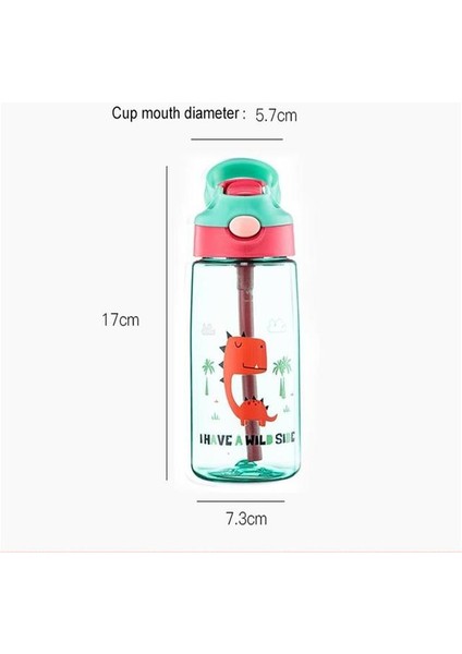 Yeşil Çocuklar Için Taşınabilir Su Şişesi 480 ml Çocuklar Su Şişeleri Yaratıcı Güzel Karikatür Bebek Pipetli Bardak Sızdırmaz Su Şişesi (Yurt Dışından)