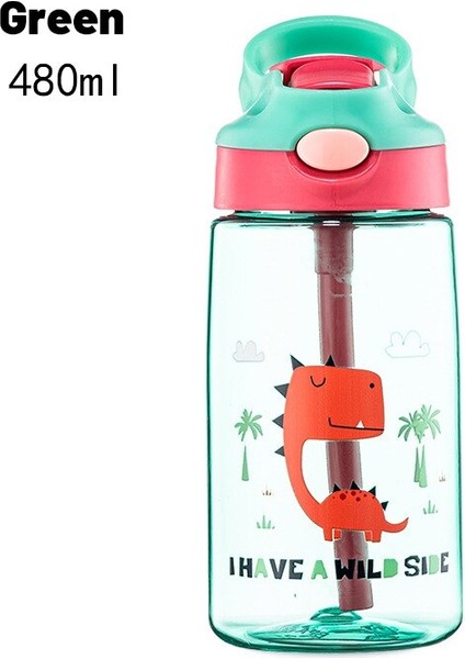 Yeşil Çocuklar Için Taşınabilir Su Şişesi 480 ml Çocuklar Su Şişeleri Yaratıcı Güzel Karikatür Bebek Pipetli Bardak Sızdırmaz Su Şişesi (Yurt Dışından) modelleri