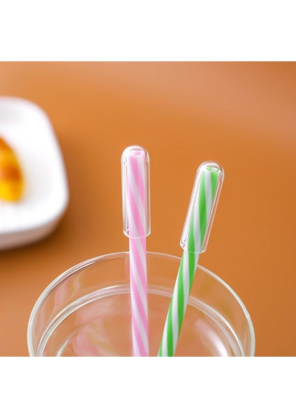 Küçük Boyutlu 4 Adet Yeniden Kullanılabilir Cam Saman Kapakları Içme Saman Ipuçları Kap Için 6/8/12MM Bardak Paslanmaz Çelik Pipetler Kapaklar Bar Drinkware (Yurt Dışından)