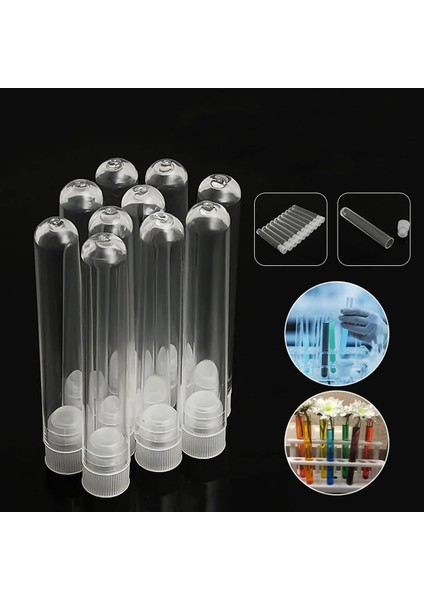 Şeffaf 12X60MM -10 Adet 10 Adet Plastik Laboratuvar Test Tüpü Şeffaf Test Tüpü Kapaklı Okul Laboratuvar Malzemeleri Aksesuarları (Yurt Dışından)