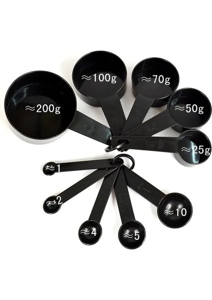 Black-10 Adet Mutfak Aksesuarları 5/10 Adet Plastik Bardak Ölçme Kabı Pişirme Aksesuarları Ölçme Bardak ve Kaşık Kek Araçları Mutfak Gadget (Yurt Dışından)