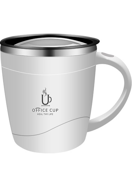 Beyaz 500 ml 304 Paslanmaz Çelik Kahve Fincanı Kapaklı Kupa Yalıtımlı Kahve Kupa Çift Duvar Kahve Tumbler Saplı Isıya Dayanıklı Drinkware (Yurt Dışından)